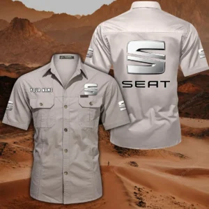 Seat Hemd mit kurzen Ärmeln, All-Over-Print Kurzarmhemd CAR444052625794 - Beige