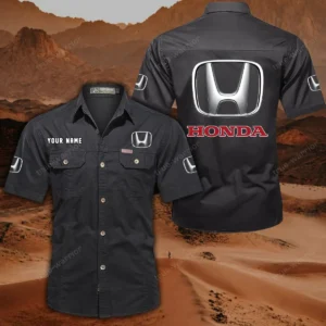 Honda Hemd mit kurzen Ärmeln, All-Over-Print Kurzarmhemd CAR444052625795 - Schwarz