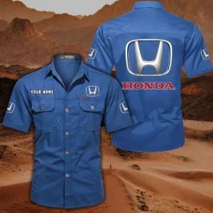 Honda Hemd mit kurzen Ärmeln, All-Over-Print Kurzarmhemd CAR444052625795 - Cowboyblau