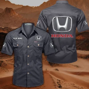 Honda Hemd mit kurzen Ärmeln, All-Over-Print Kurzarmhemd CAR444052625795 - Grau