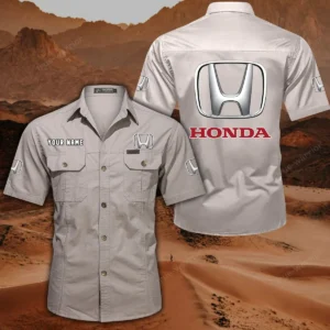 Honda Hemd mit kurzen Ärmeln, All-Over-Print Kurzarmhemd CAR444052625795 - Beige