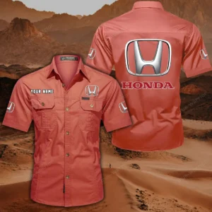 Honda Hemd mit kurzen Ärmeln, All-Over-Print Kurzarmhemd CAR444052625795 - Rot