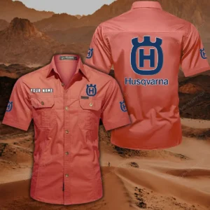 Husqvarna Motorcycles Hemd mit kurzen Ärmeln, All-Over-Print Kurzarmhemd CAR444052625797 - Rot