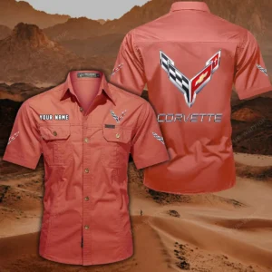 Chevrolet Corvette Hemd mit kurzen Ärmeln, All-Over-Print Kurzarmhemd CAR444052625798 - Rot