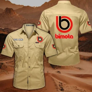 Bimota Motorcycles Hemd mit kurzen Ärmeln, All-Over-Print Kurzarmhemd CAR444052625799 - Khaki