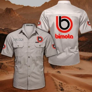 Bimota Motorcycles Hemd mit kurzen Ärmeln, All-Over-Print Kurzarmhemd CAR444052625799 - Beige