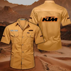 KTM Racing Hemd mit kurzen Ärmeln, All-Over-Print Kurzarmhemd CAR444052625801 - Gelb-Orange
