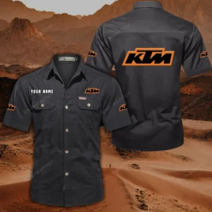 KTM Racing Hemd mit kurzen Ärmeln, All-Over-Print Kurzarmhemd CAR444052625801 - Schwarz