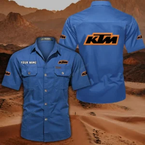 KTM Racing Hemd mit kurzen Ärmeln, All-Over-Print Kurzarmhemd CAR444052625801 - Cowboyblau