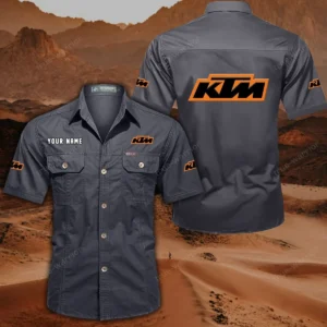 KTM Racing Hemd mit kurzen Ärmeln, All-Over-Print Kurzarmhemd CAR444052625801 - Grau
