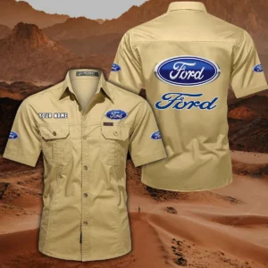 Ford Hemd mit kurzen Ärmeln, All-Over-Print Kurzarmhemd CAR444052625805 - Khaki