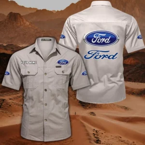Ford Hemd mit kurzen Ärmeln, All-Over-Print Kurzarmhemd CAR444052625805 - Beige