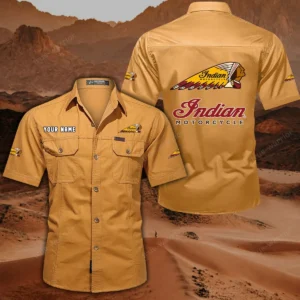 Indian Motorcycle Hemd mit kurzen Ärmeln, All-Over-Print Kurzarmhemd CAR444052625806 - Gelb-Orange