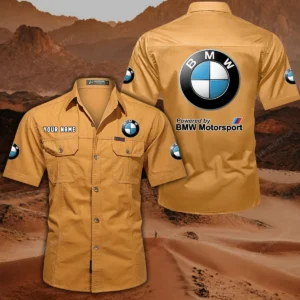 BMW Motorsport Hemd mit kurzen Ärmeln, All-Over-Print Kurzarmhemd CAR444052625807 - Gelb-Orange