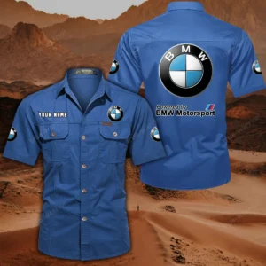 BMW Motorsport Hemd mit kurzen Ärmeln, All-Over-Print Kurzarmhemd CAR444052625807 - Cowboyblau