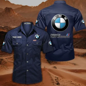 BMW Motorsport Hemd mit kurzen Ärmeln, All-Over-Print Kurzarmhemd CAR444052625807 - Dunkelblau