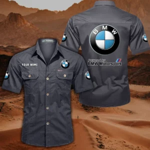 BMW Motorsport Hemd mit kurzen Ärmeln, All-Over-Print Kurzarmhemd CAR444052625807 - Grau