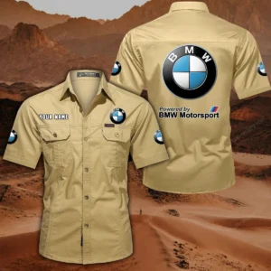 BMW Motorsport Hemd mit kurzen Ärmeln, All-Over-Print Kurzarmhemd CAR444052625807 - Khaki