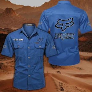 Fox Racing Hemd mit kurzen Ärmeln, All-Over-Print Kurzarmhemd CAR444052625808 - Cowboyblau