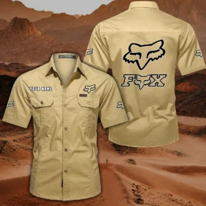 Fox Racing Hemd mit kurzen Ärmeln, All-Over-Print Kurzarmhemd CAR444052625808 - Khaki
