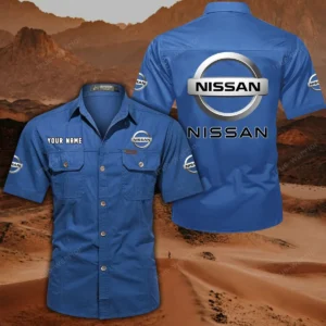 Nissan Hemd mit kurzen Ärmeln, All-Over-Print Kurzarmhemd CAR444052625810 - Cowboyblau