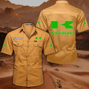 Kawasaki Hemd mit kurzen Ärmeln, All-Over-Print Kurzarmhemd CAR444052625812 - Gelb-Orange