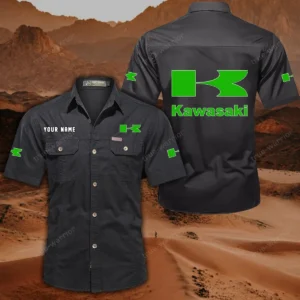 Kawasaki Hemd mit kurzen Ärmeln, All-Over-Print Kurzarmhemd CAR444052625812 - Schwarz