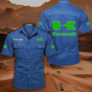 Kawasaki Hemd mit kurzen Ärmeln, All-Over-Print Kurzarmhemd CAR444052625812 - Cowboyblau