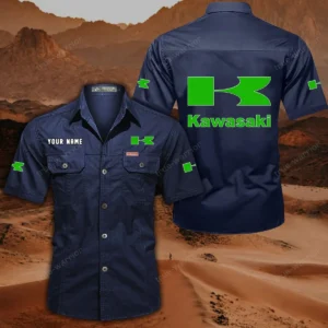 Kawasaki Hemd mit kurzen Ärmeln, All-Over-Print Kurzarmhemd CAR444052625812 - Dunkelblau