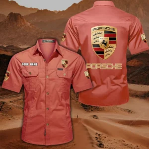 Porsche Hemd mit kurzen Ärmeln, All-Over-Print Kurzarmhemd CAR444052625813 - Rot