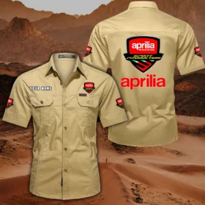 Aprilia Hemd mit kurzen Ärmeln, All-Over-Print Kurzarmhemd CAR444052625817 - Khaki