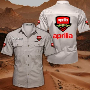 Aprilia Hemd mit kurzen Ärmeln, All-Over-Print Kurzarmhemd CAR444052625817 - Beige