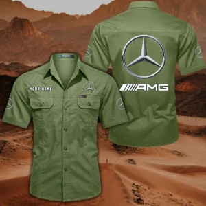 Mercedes AMG Hemd mit kurzen Ärmeln, All-Over-Print Kurzarmhemd CAR444052625818 - Fruchtgrün