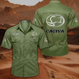 Cagiva Motorcycles Hemd mit kurzen Ärmeln, All-Over-Print Kurzarmhemd CAR444052625819 - Fruchtgrün