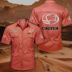 Cagiva Motorcycles Hemd mit kurzen Ärmeln, All-Over-Print Kurzarmhemd CAR444052625819 - Rot