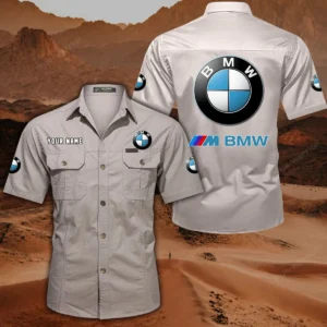 BMW M Car Hemd mit kurzen Ärmeln, All-Over-Print Kurzarmhemd CAR444052625820 - Beige
