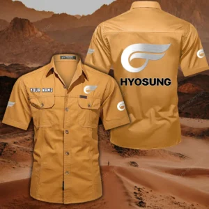 Hyosung Motorcyles Hemd mit kurzen Ärmeln, All-Over-Print Kurzarmhemd CAR444052625822 - Gelb-Orange