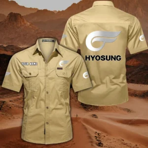Hyosung Motorcyles Hemd mit kurzen Ärmeln, All-Over-Print Kurzarmhemd CAR444052625822 - Khaki