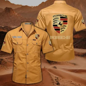 Porsche Hemd mit kurzen Ärmeln, All-Over-Print Kurzarmhemd CAR444052625823 - Gelb-Orange