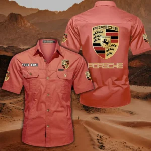 Porsche Hemd mit kurzen Ärmeln, All-Over-Print Kurzarmhemd CAR444052625823 - Rot