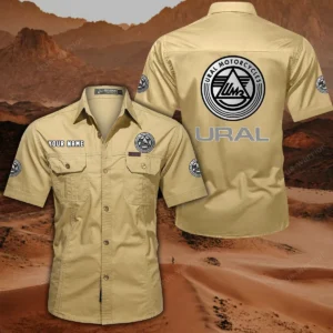 Ural Motorcycles Hemd mit kurzen Ärmeln, All-Over-Print Kurzarmhemd CAR444052625837 - Khaki
