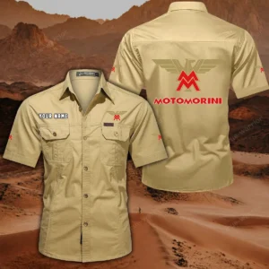 Moto Morini Hemd mit kurzen Ärmeln, All-Over-Print Kurzarmhemd CAR444052625839 - Khaki