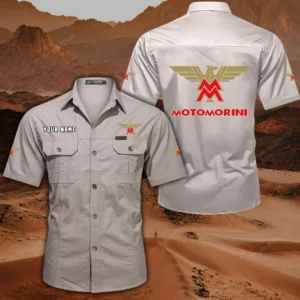 Moto Morini Hemd mit kurzen Ärmeln, All-Over-Print Kurzarmhemd CAR444052625839 - Cremeweiß