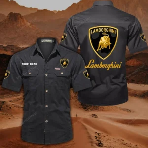 Lamborghini Hemd mit kurzen Ärmeln, All-Over-Print Kurzarmhemd CAR444052625840 - Schwarz