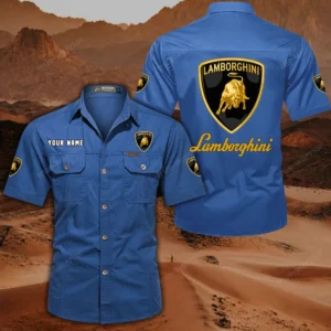 Lamborghini Hemd mit kurzen Ärmeln, All-Over-Print Kurzarmhemd CAR444052625840 - Cowboyblau