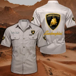 Lamborghini Hemd mit kurzen Ärmeln, All-Over-Print Kurzarmhemd CAR444052625840 - Beige