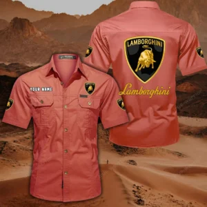 Lamborghini Hemd mit kurzen Ärmeln, All-Over-Print Kurzarmhemd CAR444052625840 - Rot