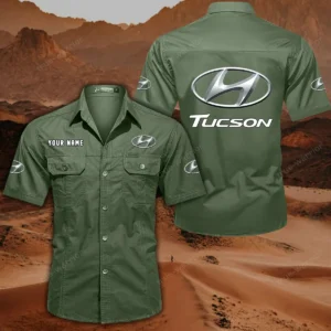 Hyundai Tucson Hemd mit kurzen Ärmeln, All-Over-Print Kurzarmhemd CAR444052625842 - Olivgrün