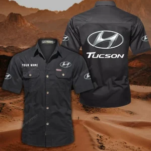Hyundai Tucson Hemd mit kurzen Ärmeln, All-Over-Print Kurzarmhemd CAR444052625842 - Schwarz