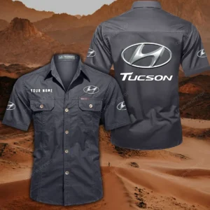 Hyundai Tucson Hemd mit kurzen Ärmeln, All-Over-Print Kurzarmhemd CAR444052625842 - Grau